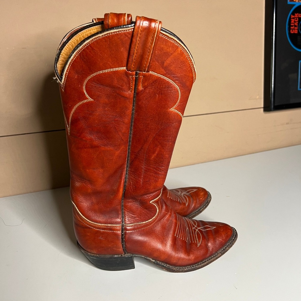 Tony Lama Vintage Brown Leather Western Cowboy Boots Style 5084 Mens 5 B USA